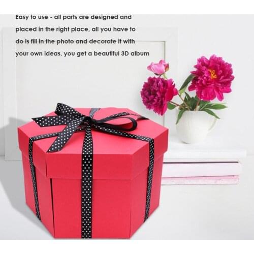 Handmade Surprise Hexagonal Explosion Box Hexagonal DIY Photo Albums Scrapbook Anniversary Birthday Gifts Photo Customization