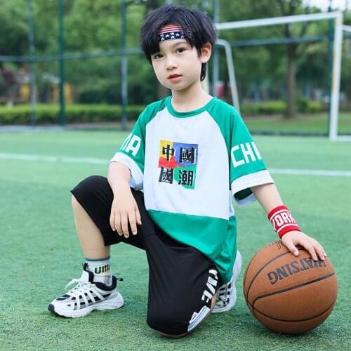 Sports Suits For Boys Summer New Childrens Casual Loose Fashion Sets Korean Cotton Print T-shirts Shorts Teen Boys 2pcs Set