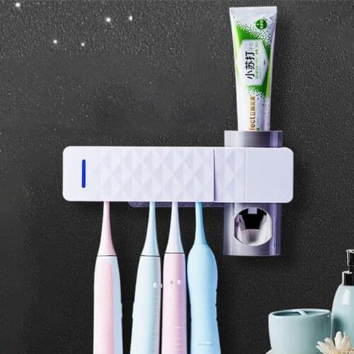 Smart Ultraviolet Germicidal Toothbrush Holder Box Toothbrush Cleaner Toothpaste Dispenser Wall Mount Bathroom Accessories