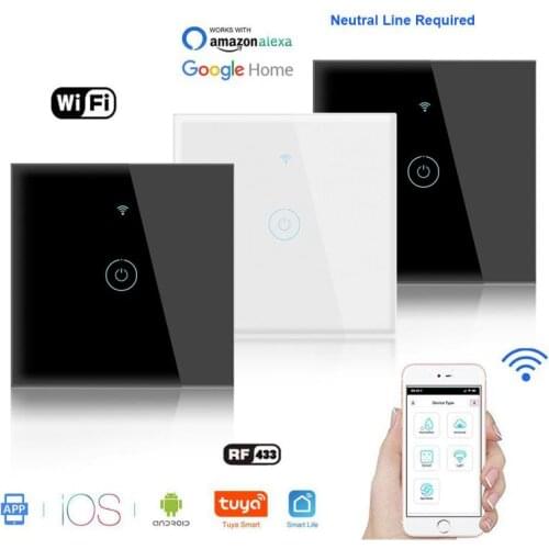 1/2/3 Gang TUYA WiFi Smart Touch Switch 110-250V Smart Life Wall Button Smart Light Switch For Alexa And Google Home Assistant