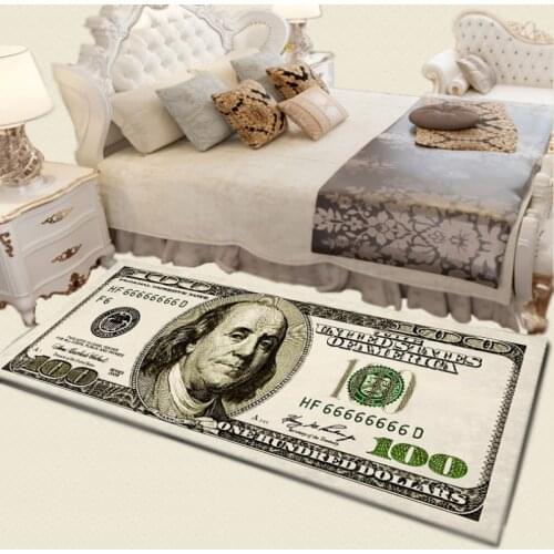 Currency Money 100 Bill Dollars Painting Entry Door Mat Porch Carpet Home Living Room Decor Rug Rectangle Coral Fleece #C