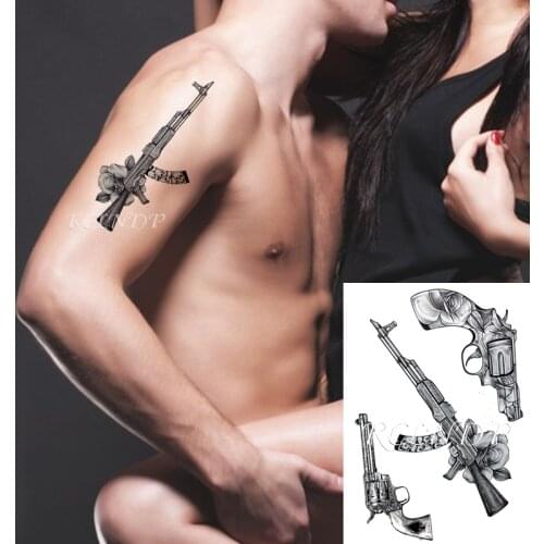 Waterproof Temporary Tattoo Sticker Different Design Guns Skull Flower Fake Tatto Flash Tatoo Hand Arm Art for Women Men
