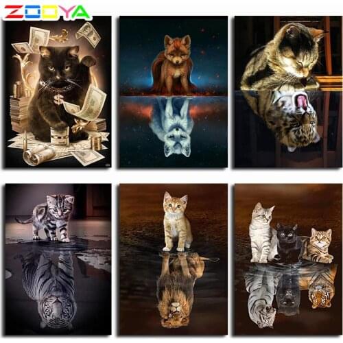 Diamond Embroidery Cat With Cash Pattern DIY 5D Diamond Painting Needlework Cross Stitch Full Drill Rhinestones Painting BJ80