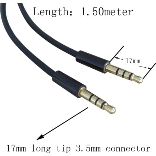 1.50meter 5ft 4Poles 3.5mm Jack Audio Cable Male For Mobile Phone with 17mm long tip connector