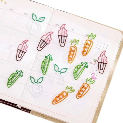 10pcs/lot Colorful Metal Cartoon Cute Stationery Student Shaped Small Fresh Fruit Paper Clip For Notebook
