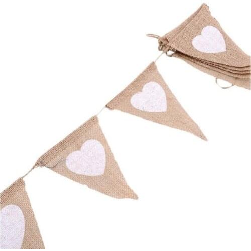 13 pcs Wedding Decoration Burlap Bunting Linen Love Triangle Party Supplies Stage Background Layout Pull Flag Banner Birthday