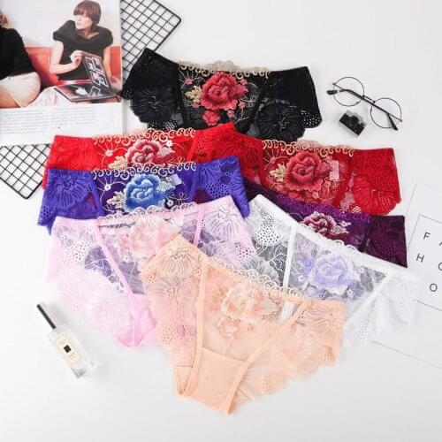 2Pcs/lot Transparent Floral Bow Underwear Sexy Women Lace Hollow Out Pantes Set Seamless Low Waist Intimates Soft Lingerie