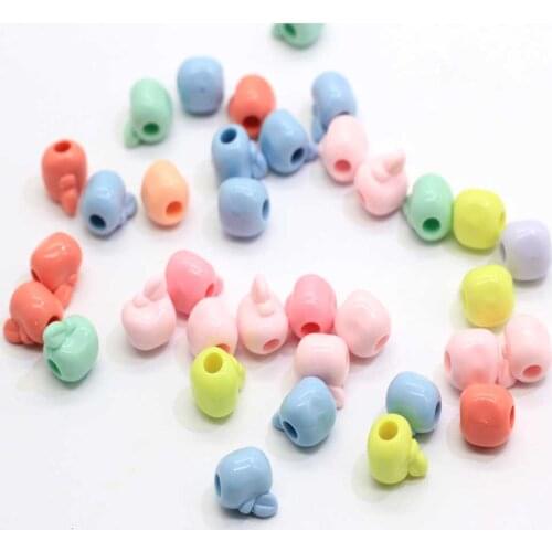 200/50g Random Mixed Color Fruit Apple Shape Plastic Beads For DIY Manual Childrens Jewelry Making Loose Beading
