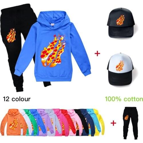 2021 Children Clothing Prestonplayz Hooded Llong-Sleeved Pants Tshirt Hat Cotton Sports Home Leisure Spring Autumn Clothing Suit