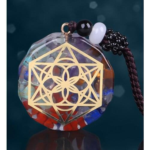 3pcs Orgone Pendant Rainbow Crystal Stones Chakra Reiki Healing Energy Generator EMF Radiation Protection Orgonite Necklace