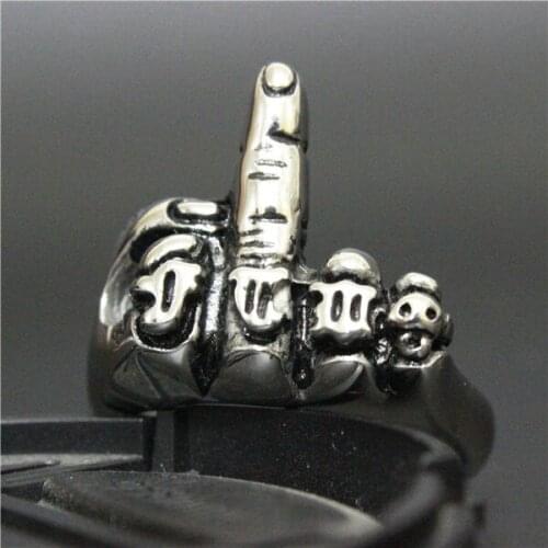 316L Stainless Steel Fashion Biker Ring Cool Finger Middle Finger Ring Hot