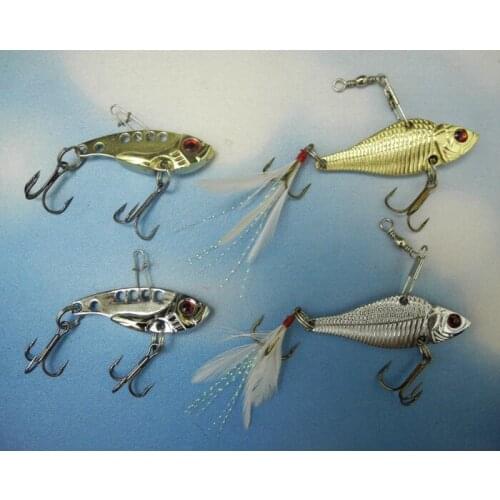 4 Pieces Metal Fishing Bait VIB Spinner Lure Crank Bait Hard Bait Fish Hook Fishing Tackle