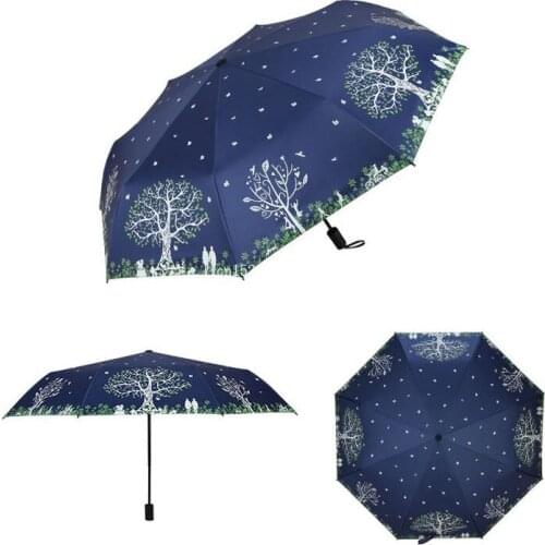 50 pcs Black Dot Cow Color Umbrella 3 Folding Rainproof Umbrella Holder Rain Gear Houselhold Supply