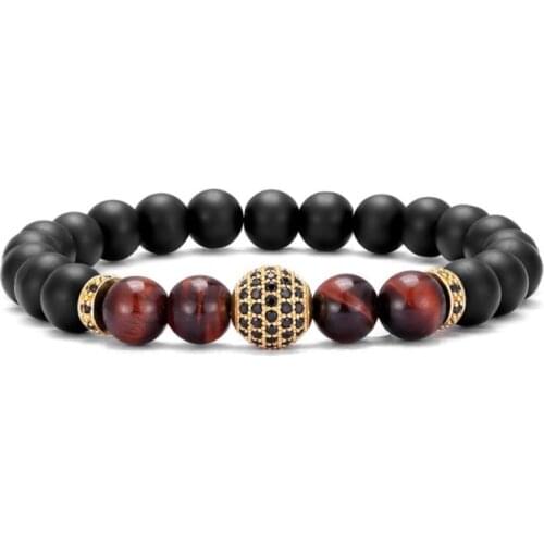 8mm ball gold silver copper cz zircon cubic zirconia beads bohemian Bracelet agate Onyx Stone Bangles rtg234