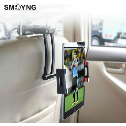 SMOYNG Aluminum Phone Tablet Car Holder Multi-angle Adjustable Back Seat Headrest Mount For iPad Air Pro 12.9 IPhone Support