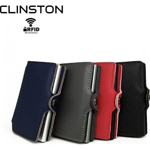 2020 RFID Automatic Leather Credit Card Holder Male Men Aluminum Metal Business Cardholder Wallet Mini Purse for Men Women