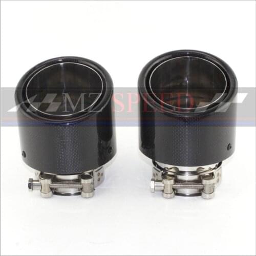 Car styling Exhaust exhaust muffler tail throat universal flanged glossy carbon fiber mirror stainless steel for BMW E46 E90