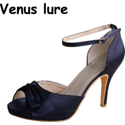 Navy Blue Shoes for Women Open Toe High Heel for Women Party Wear