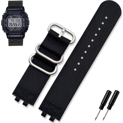 For G-SHOCK GMW-B5000 Stainless Steel Hoop Black Waterproof Nylon Replacement Bracelet Band Watch Accessories