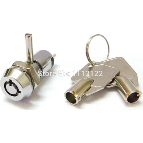 Dual- functional Switch Lock with Tubular Key 12mm Cam Switch Lock with Rod Bar Key Switch OFF/ON Lock for Car DVD Case 5 Pcs