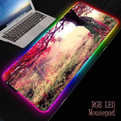 MRGBEST Blue Green Landscape Nature Sky Gaming RGB Gamer Computer Mousepad RGB Mause Pad Large Mousepad for Desk Keyboard LED