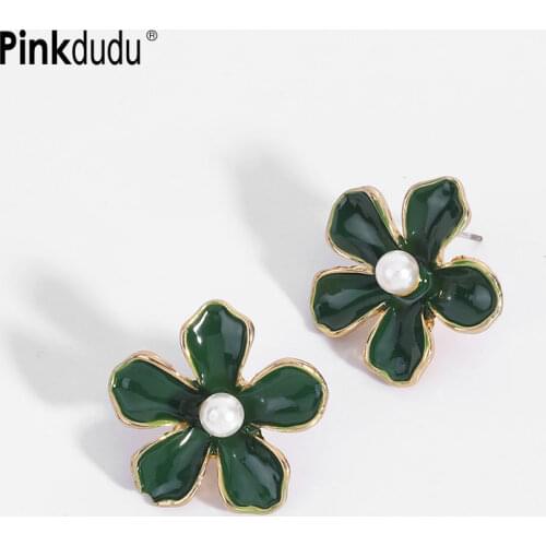 Pinkdudu 4 Fresh Colors Fashion Five Petal Flower Stud Earrings Sweet White Elegant Stud Earrings For Women Jewelry Gifts GPD139