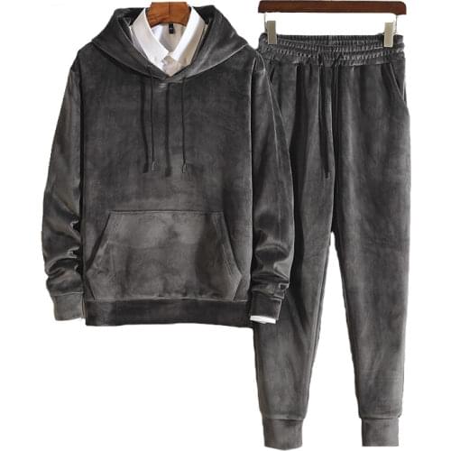 Men and Women Winter Warm Hoodies New Gold Velvet Tracksuit Two Piece Set 5XL