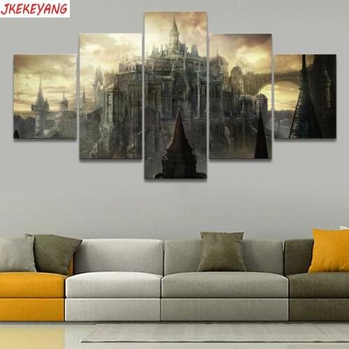 Full Square/Round Drill 5D DIY diamond painting 5pc castle Pictures mosaic Diamond Embroidery Wall Arts J2841