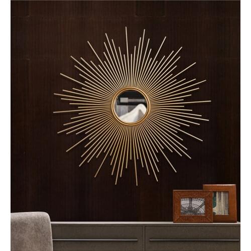 European Wrought Iron Wall Decorative Mirror Crafts Home Livingroom Wall Sticker Murals KTV Office 3D Wall Metal Ornaments Art