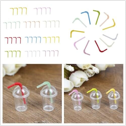 Wholesale 2/4Pcs/Lot 1:12 Dollhouse mini milk tea cup with straw simulation drink Food Drink Beverage Toy Decoration model toy