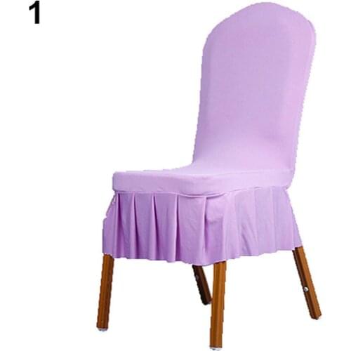 Pleated Skirt Chair Cover Spandex Flat Front Wedding Party Banquets Home Decor Soft Classic Home Chair Cover For Wedding Banquet