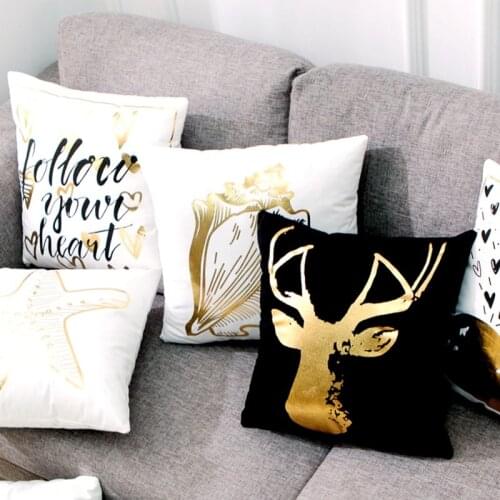 Love Gift Bronzing Gold Foil Cushion Decorative Modern Geometry Pillowcase Home Decor Sofa Throw Pillow Christmas Decoration 17