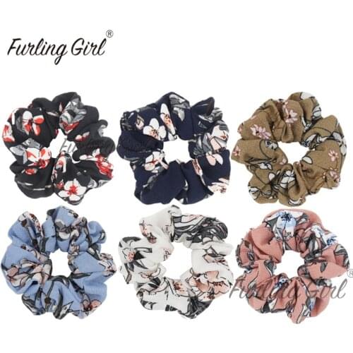 Furling Girl 1PC Pomegranate Flower Hair Scrunchies Women Hair Ties Accessories Elasticsss Hair Bands Ponytail Holder Headwear