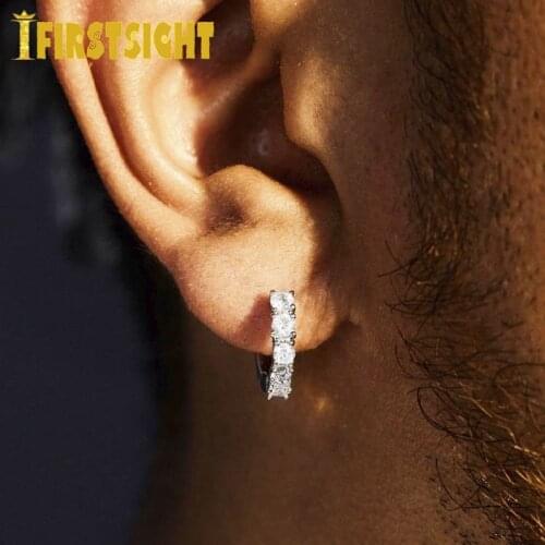 2021 New Delicate Iced Out CZ Round Hoop Earring For Women Men Fashion Jewelry Gold Silver Color 5A CZ White Stone Earrings