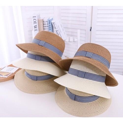 Parent-Child Straw Hat Summer Sun Caps for Baby Girl Beach Seaside Tourist Hat Sun Protection Foldable Holiday Hat for Baby Boy