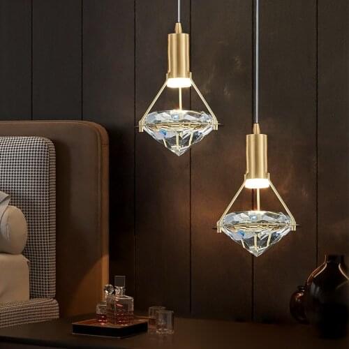 Modern Diamond Crystal Pendant Lights Living Room Decor Bedroom Lamp Small Chandelier LED Simple Luxury Kitchen Restaurant Light