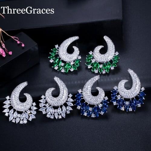 ThreeGraces Fashion Brand Women Bohemia Style Jewelry Flower Drop Earrings with AAA Cubic Zircon Bridal Accessories ER054