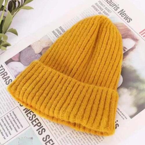 Unisex Knitted Woolen Hats Winter Warm Skullcap Beanies Hats Cuff Brimless Ski Cap Hat Bonnet Slouchy Casual Korean Streetwear