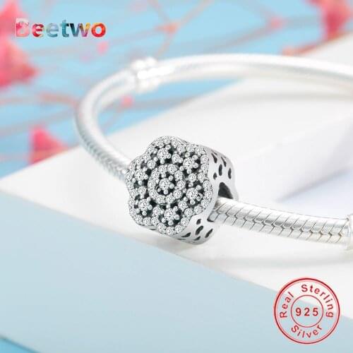 Fit Original Pandora Charms Bracelet 925 Sterling Silver Sparkling Snowflake Charm Women Fashion Silver Jewelry Berloque