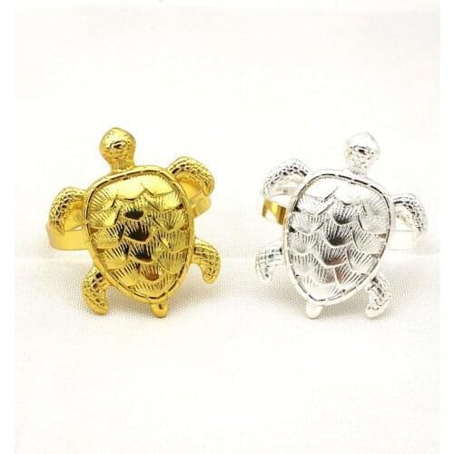 10pcs/lot New golden tortoise napkin link day party napkin button alloy napkin ring desktop decoration