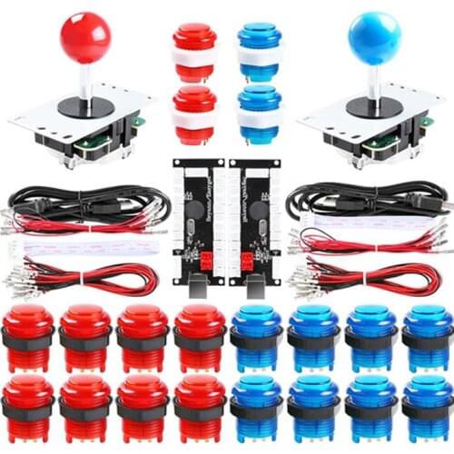 2 Player Arcade DIY Kit USB Encoder to PC Joystick Games 5V LED Lit Push Buttons For Raspberry Pi 1 2 3 3B Mame Fighting Stick