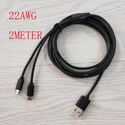 22AWG 2meter 6ft Dual Micro USB Splitter Cable Power 2 Micro USB Devices At Once