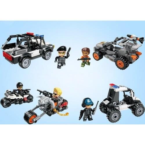 488pcs Enlightenment 11011 Police Series Special Police Car Motorcycle Assembly Model Assembled Building Block Toy Gifts