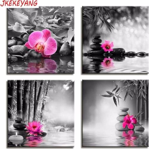 5D DIY square/round Diamond Painting 4pcs Butterfly Orchid Cross Stitch Diamond Embroidery Pattern Rhinestone J2840