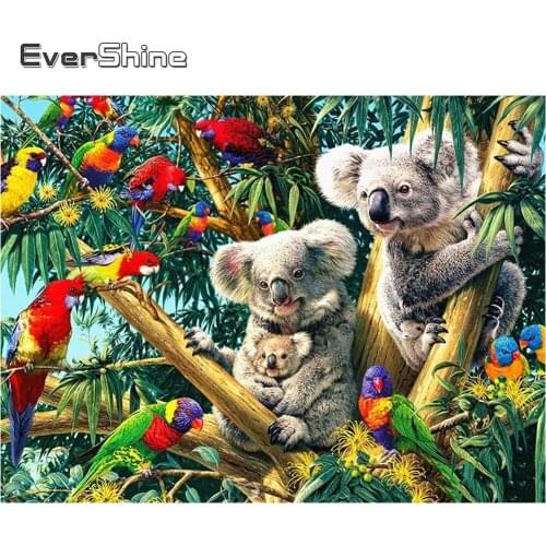 EverShine Diamond Embroidery Animal Cross Stitch Diamond Painting Full Square Drill Koala Mosaic Kits Tree Handmade Hobby Gift