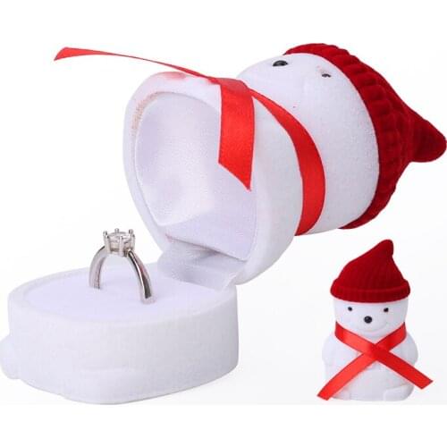 White Red Christmas Snowman Rings Jewelry Box For Female Earrings Necklace Packaging Gift Cases Jewellery Organizers 21 Styles