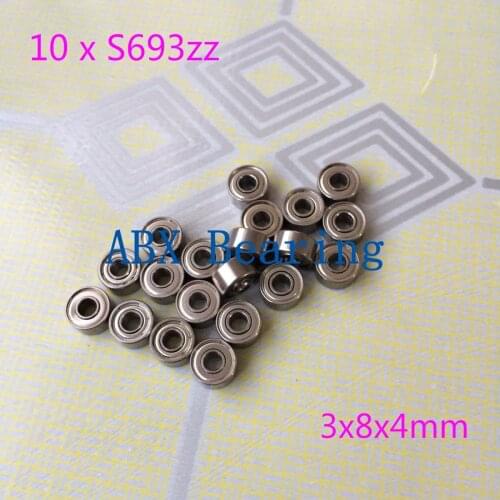 10PCS S693ZZ S693 693ZZ 693 F693ZZ SF693ZZ Bearings 3x8x4 mm Stainless Steel Ball Bearings DDR-830ZZ SSR-830ZZ 3*8*4 mm 8x3x4