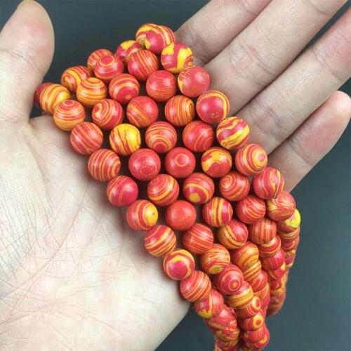 Orange Malachite Stone Beads Round Loose Spacer Beads for Jewelry Making DIY Bracelet Accessories 15'strand 6/8/10mm