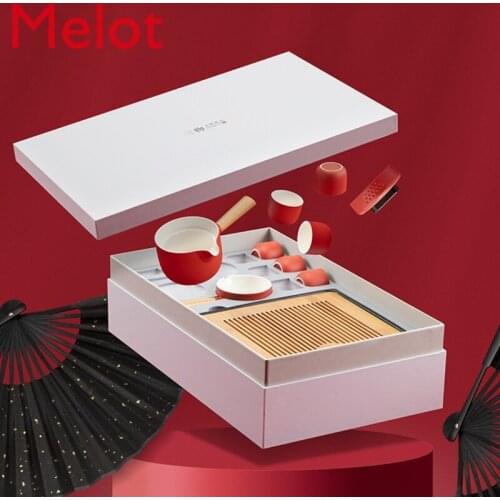 Red Tea Set Simple Home Living Room Office Meeting Kung Fu Small Set Gift Box
