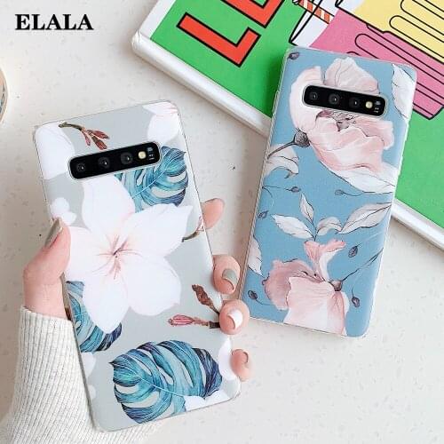 Cute Art Retro Flowers Phone Case for Galaxy S21 S20 FE Note 20 Ultra S10e S8 S9 Plus A51 A71 A21S A41 A50 Matte Soft IMD Cover